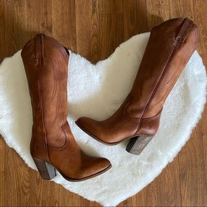 Frye Brown  Leather Tall Boots Size 8B